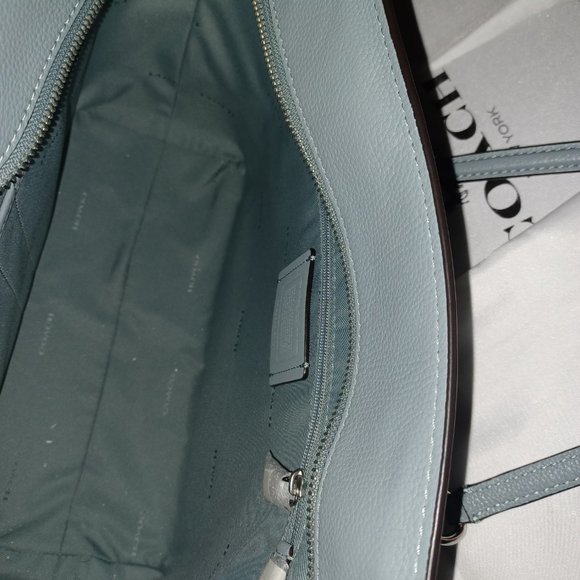 MEDIUM SAGE LEATHER COACH TOTE - Picture 2 of 7